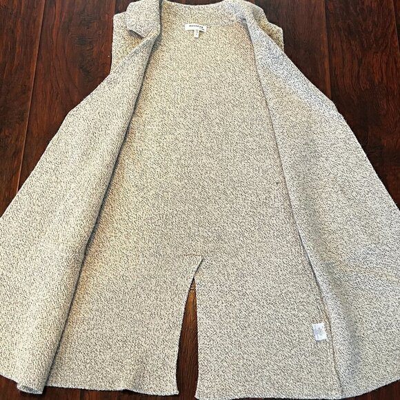 Monteau Los Angeles Beige Heather Oatmeal Collared Long tunic Sweater Vest S - Picture 4 of 8